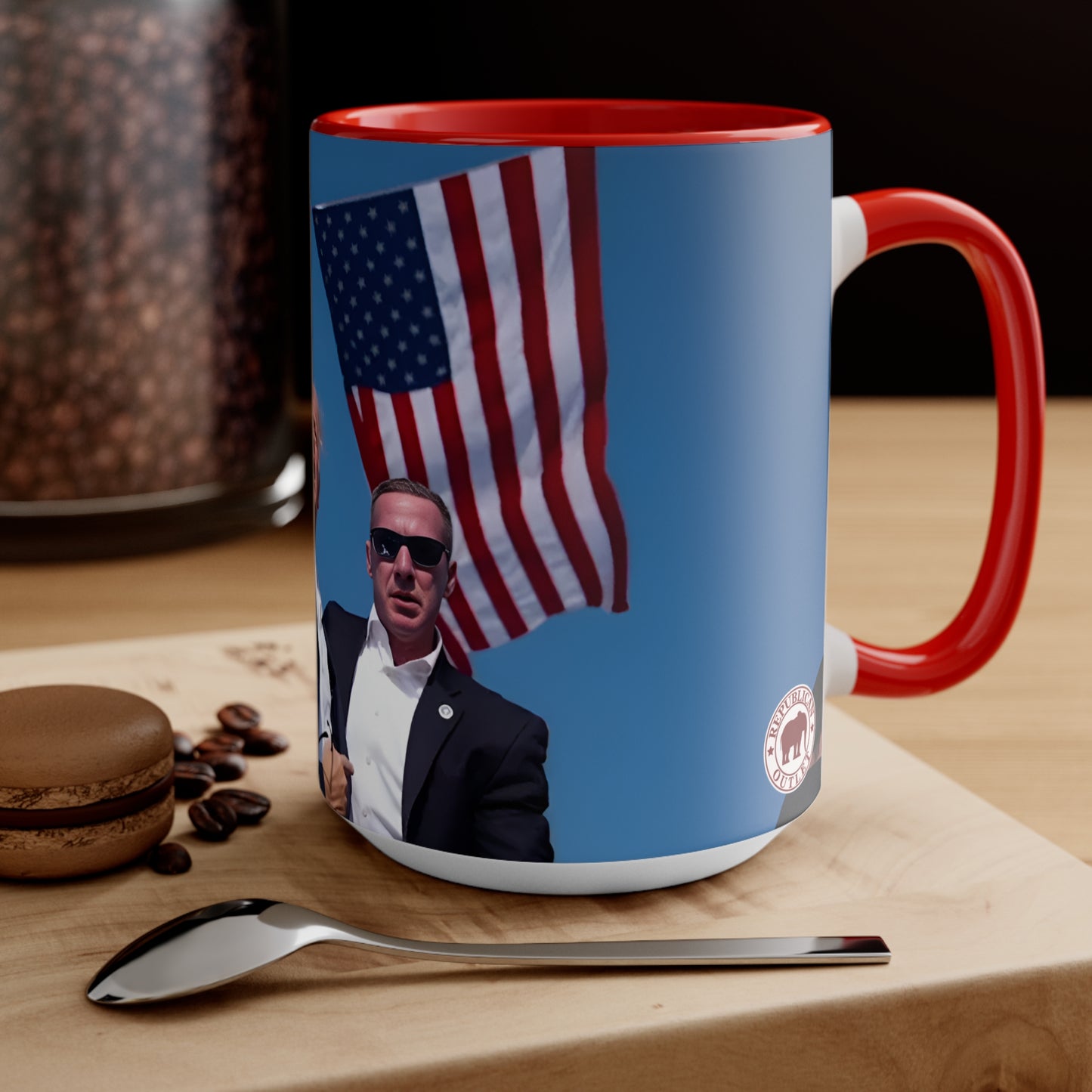 Classic Fist Bump Red Accent Mug