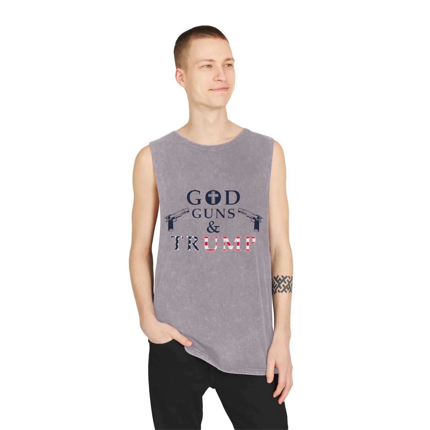 God, Guns & Trump Stonewash Tank Top