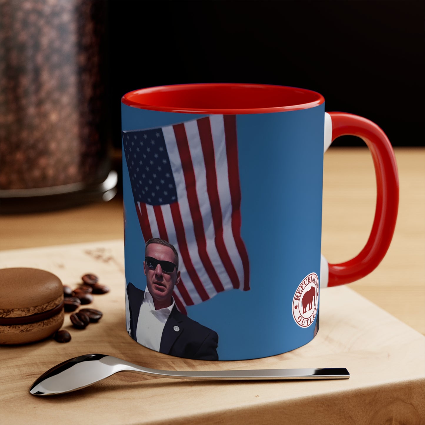 Classic Fist Bump Red Accent Mug